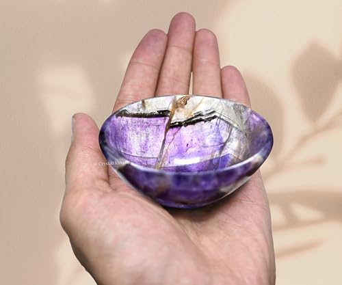 Image of Amethyst Meditation Bowl - Premium Crystal for Mindfulness and Relaxation - Handcrafted Stone Bowl for Healing and Serenity - Meditation and Spiritual Practices (2 Inch)