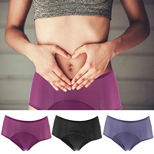 ABOOFAN 3 Peças Femininas Cuecas de Período Menstrual Calcinha de Algodão de Período Menstrual Cueca