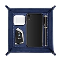 SITHON Valet Tray, Premium PU Leather Desktop Storage Organizer for Remote, Keys, Phone, Wallet, Jewelry, and More – Nightstand & Vanity Caddy