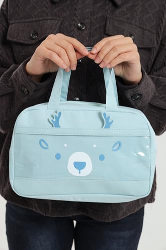 Image of CoolKraft Lunch Bag for School Kids, Girls, Cute Animal Design Bag, Lunch Bag for Office Women Travel Picnic Bag, Insulated Portable Tiffin Bag 29 x 18.5 x 14 cm (Reindeer Sky Blue)