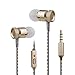 CHARM & MAGIC In-Ear Heaphones,Earbuds,Stereo Music Earphones,Premium Wired Cell Phone Headsets with Microphone,Real Bass,Noise Reduction,3.5mm Jack for iphone,Ipad, Androids Smartphone (Golden)