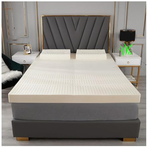 Colchón de látex Natural, 1/2/3/4 Pulgadas, colchón Topper de látex orgánico Natural Verde de 7 Zonas, Soporte para Espalda y articulaciones, sin deformación,4in,180x200cm(71x79in)
