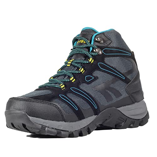 Hi-Tec MUFLON MID botas montaña hombre,Botas de Senderismo Hombre,Membrana impermeable y transpirable Dri-Tec (Black Turkish Tile Super Lemon, numeric_43)