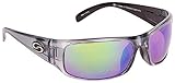 Strike King Optics Polarized SG Okeechobee Sunglasses, Clear Gray Frame/White/Blue Mirror Amber Base Lens