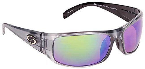 Strike King Optics Polarized SG Okeechobee Sunglasses, Clear Gray Frame/White/Blue Mirror Amber Base Lens (SG-S11582)