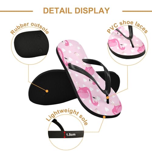 Nander Pretty Flamingo Sandal Flip Flops of Men's & Women's,Beach Slippers Flip Flops Shower Shoes2