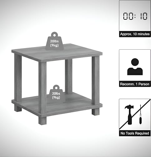 Image of OXMIC 2-Tier Coffee Table with Storage Shelf, Industrial Style, 30x30x40 cm