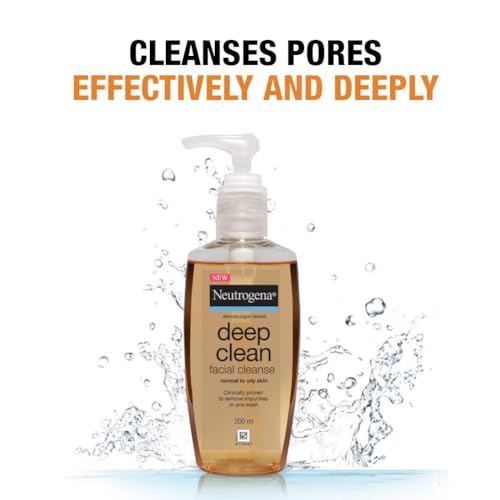 Image of Neutrogena Deep Clean Gentle Facial Cleanser | 2x Glycerin & Cleansing Agent | Alcohol-Free | Dermatologist Tested | Normal to Oily Skin | For Men and Women | 200ml (Pack of 3)