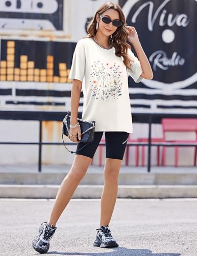 Image of Ekouaer 2 Pack Womens Tops Short Sleeve Oversized T Shirts Summer Spring Tops 2025 Basic Casual Tee Top S-XXL