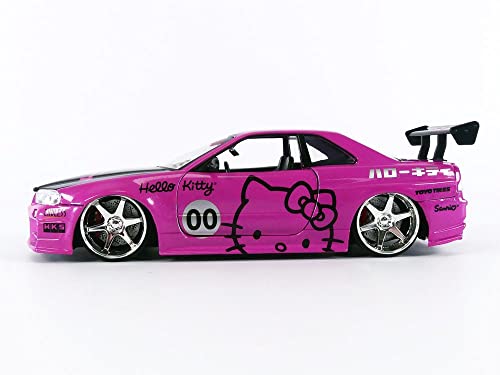 Hello Kitty 1:24 2002 Nissan Skyline Gt-R (Bnr34) Die-Cast Car & Hello Kitty Figure, Toys For Kids And Adults & Suki's 2001 Honda S2000-2 Fast 2 Furious 1:24 Diecast Model #TOP2