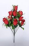  通用 6pcs Rosa Ramos de Flores Artificiales Decoracion Cementerio (Rojo+Negro)