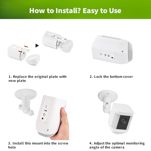 Image of 360 Adjustable Wall Mount for Ring Spotlight Cam Battery /Cam Plus /Pro (Battery), Suitable for Indoor /Outdoor Use, Perfect View Angle for Your Surveillance Camera System