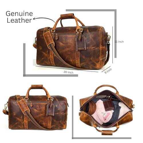 Aaron Leather Goods – Full Grain Leather Duffel Bags for Travel, Weekend, Overnight, and Sports Gym | Stylish Bags for Men and Women. - image 4