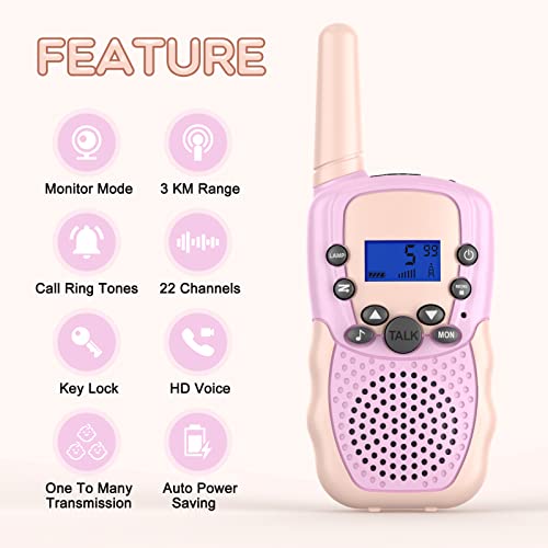 Toys For 3-12 Year Old Girls, Selieve 2 Pack Kids Walkie Talkies Rechargeable With 22 Channels, Led Flashlight And Vox Function, Birthday Gifts For 4 5 6 7 8 9 10 Year Old Girls Boys #TOP1