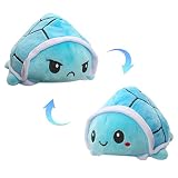 Doppelseitige Flip Plüschtier, Weiches Plüschtier mit Wechselbarer Stimmung, Schildkröte Plüschtier,Reversible Stimmungs Kuscheltier, Kinderspielzeug Geschenke für Babys, Kinder, Mädchen, Jungen(Blau)