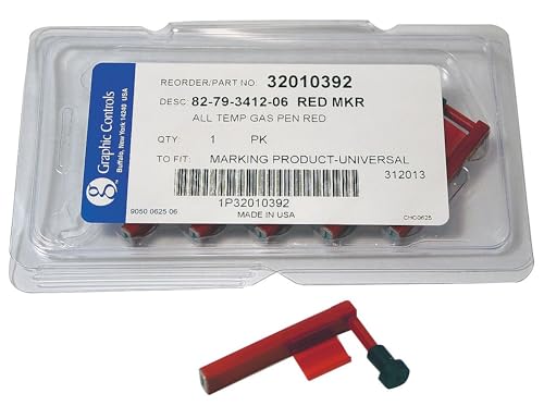 Chart Recorder Pen, Red, 0.800 In Fine, PK6