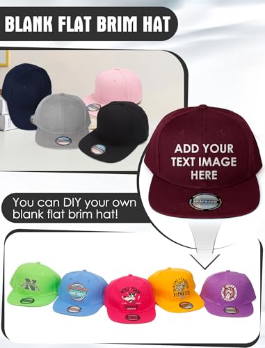 Image of 10 Pack Blank Snapback Hats for Men Flat Brim Hats Baseball Caps Bulk