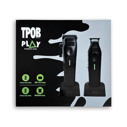 TPOB Play Barber Hair Clippers for Men 7500 RPM with Rubber Black Grips (Blackout Set) - Image 4
