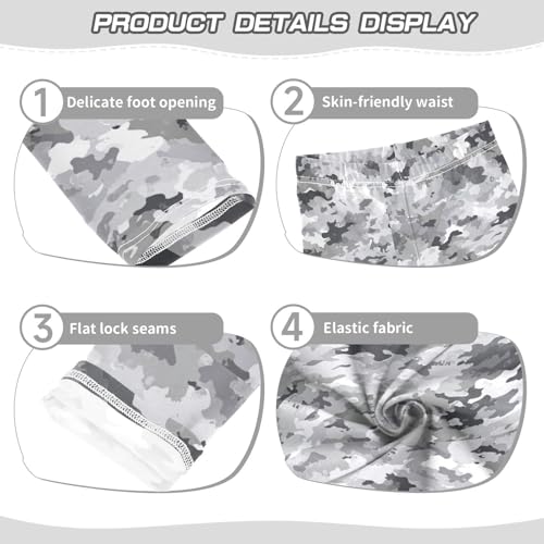 Boccsty White Dark Grey Military Camouflage Girls Leggings Kids Yoga Pants Dance Active Tights 4T3