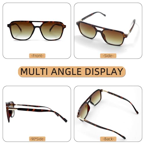 Retro Aviator Sunglasses for Women Men,Trendy Rectangle Womens Mens Shades Sun Glasses4