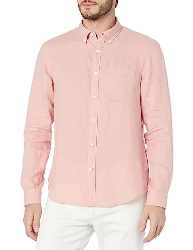 Club Monaco Men's Button Down Linen Shirt, Pink/Rose, X-Small : Clothing, Shoes & Jewelry
