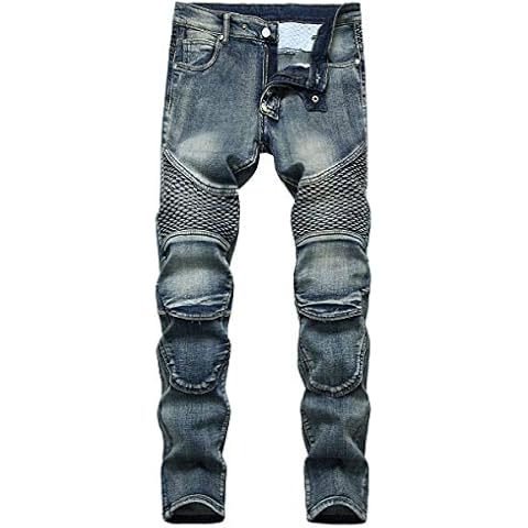 YOUTHUP Men's Jeans Straight Regular Fit Stretch Casual Denim Trousers Ripped Design Stylish Jeans All Waist Cover