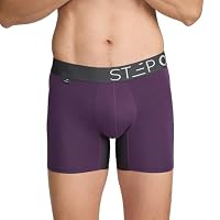 STEP ONE Mens Underwear Trunk Briefs, 1 Pair, Underwear for Men, Moisture Wicking, 3D Pouch + No Ride Up Trunk Briefs for Men Purple Medium