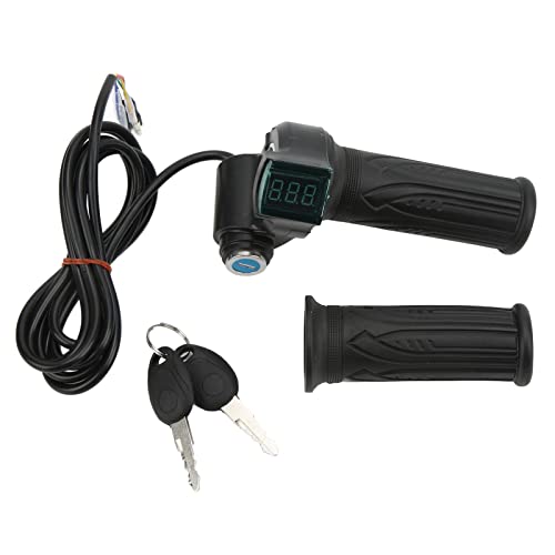 Pilipane Mango de control de velocidad para bicicleta eléctrica con pantalla digital verde, agarre del acelerador giratorio para vehículos eléctricos, plástico negro, 2 unidades
