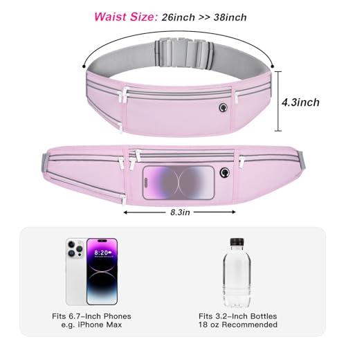 Image of Slim Running Belt for Women Men,Runners Fanny Pack Phone Holder,Money Belt,Running Gear Accessories,with 3 Pockets (Jet Purple)