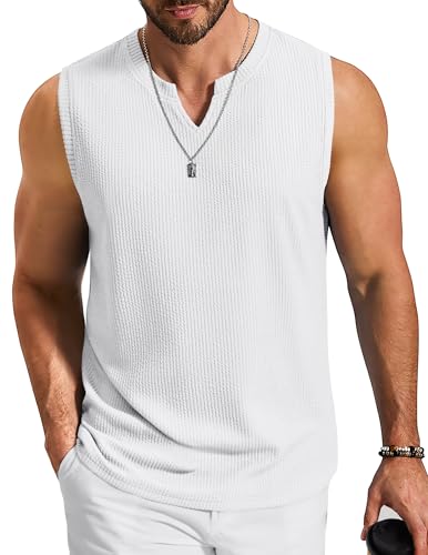 COOFANDY Mens Vintage Knitted Tank Top V…