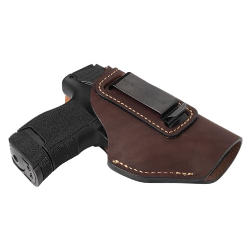 The Defender Leather IWB Holster - Made in USA - Fits Glock 42 | Sig P365 | Ruger LC9, LC9s | Kahr CM9, MK9, P9 | Springfield Hellcat and More