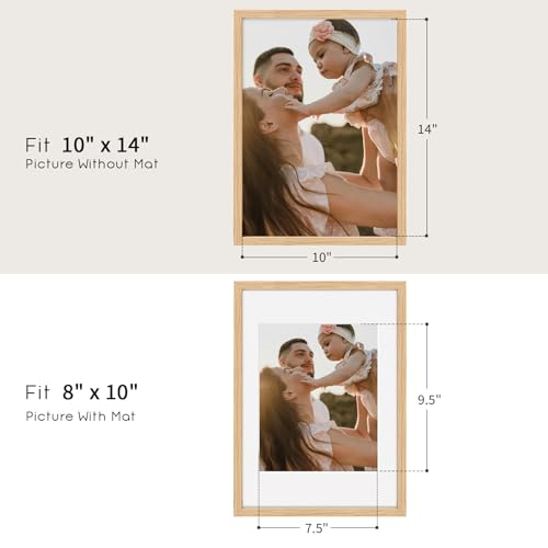 10x14 Oak Wood Picture Frame - 10"x14" Poster Frames for Wall, 10x14 Picture Frames for Wall, 10 x 14 Picture Frames, 10 x 14 Frames for Wall(3 Pack, Beige)