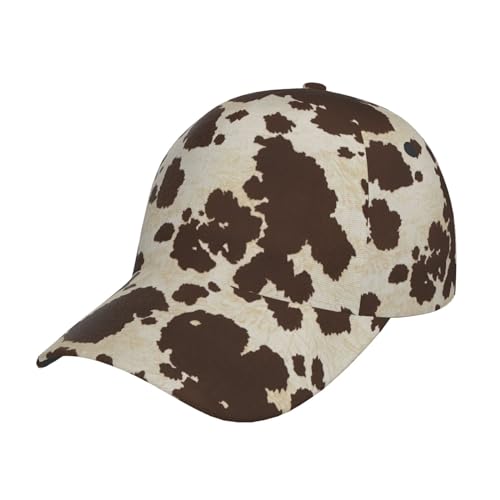 BREAUX Brown Cow Spots Fashion Curved Brim Baseball Cap, Trendy Baseball Cap, Casual Adjustable Men's and Women's Hats