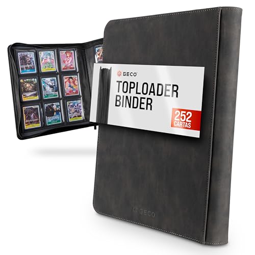 Toploader Binder - Álbum Toploader Premium de 9 compartimentos con 252 compartimentos para Toploader estándar de 3''x4'' - Álbum de cromos - Carpeta de cromos - Negro