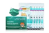 YINHONYUHE Mascarilla Quirúrgica Desechable Homologada Para Niños, 50 Unidades, Verde, CE, BFE ≥98%, EN 14683:2019+AC:2019 Type IIR