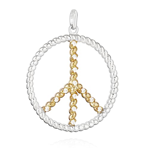 Pendentif Peace Symbole Argent 925 NKlaus avec Zirconia blanc 25mm