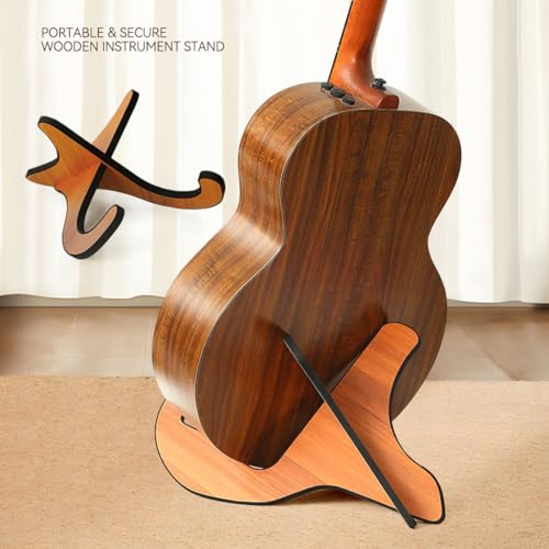 OUDQFCJ 1 Satz Holzständer für kleine Gitarren, Holzständer für Ukulele Geige, Geigenständer, Ukulele und Geige Zubehör
