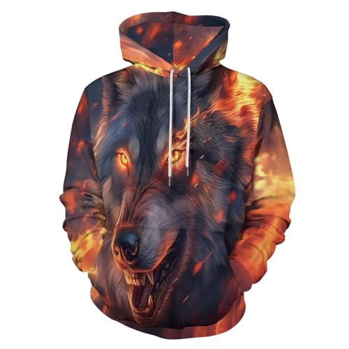 Sweat à capuche loup 3D pull chaud et confortable contre le froid hivernal