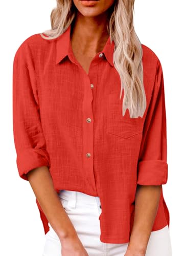 Women Button Down Shirts Long Sleeve Blouse for Women Office Work Blouses Fit Collared Blouses Trendy Outfits Four Seasons