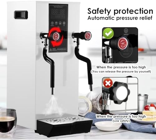 12L Electric Milk Frother - 2000W Commercial Milk Steamer with LED Display, Automatic Foam Machine for Coffee Shops, Milk Tea Shops, Bars - Multi-Purpose Boiling Water Frother (Black)