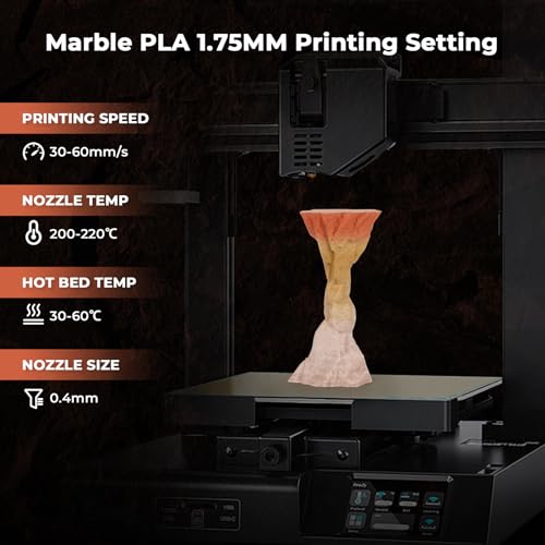 Image of AMOLEN Rock PLA Filament 1.75mm,Rainbow Marble PLA 3D Printing Filament, 1kg Spool (2.2lbs), Dimensional Accuracy + /- 0.02 mm, Fit Most FDM Printer (Yellow Feldspar Rock)