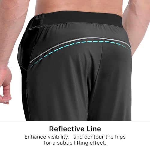 BROKIG Mens Gym Jogging Bottoms Lightweight Running Tracksuit Bottoms Track Pants Joggers Sport Workout Trousers Small Black - Image 3