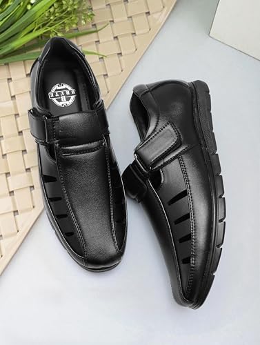 Image of BRUTE Faux Leather Sandals for Men | Fisherman Sandals | Closed Ethnic Sandals