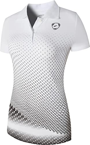 Foto von jeansian Women's Sports Breathable Short Sleeve Tennis Golf Bowling Polo T-Shirts Tee SWT251 Whiteblack S