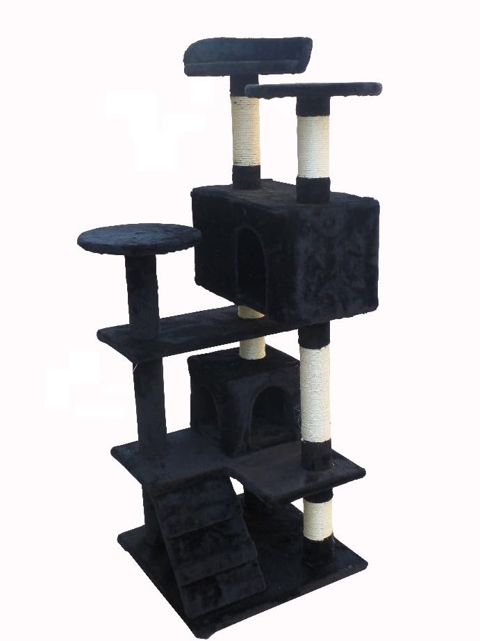 Arbre à chat Mickey Topmast noir compact 132 cm résistant pour petits espaces et appartements