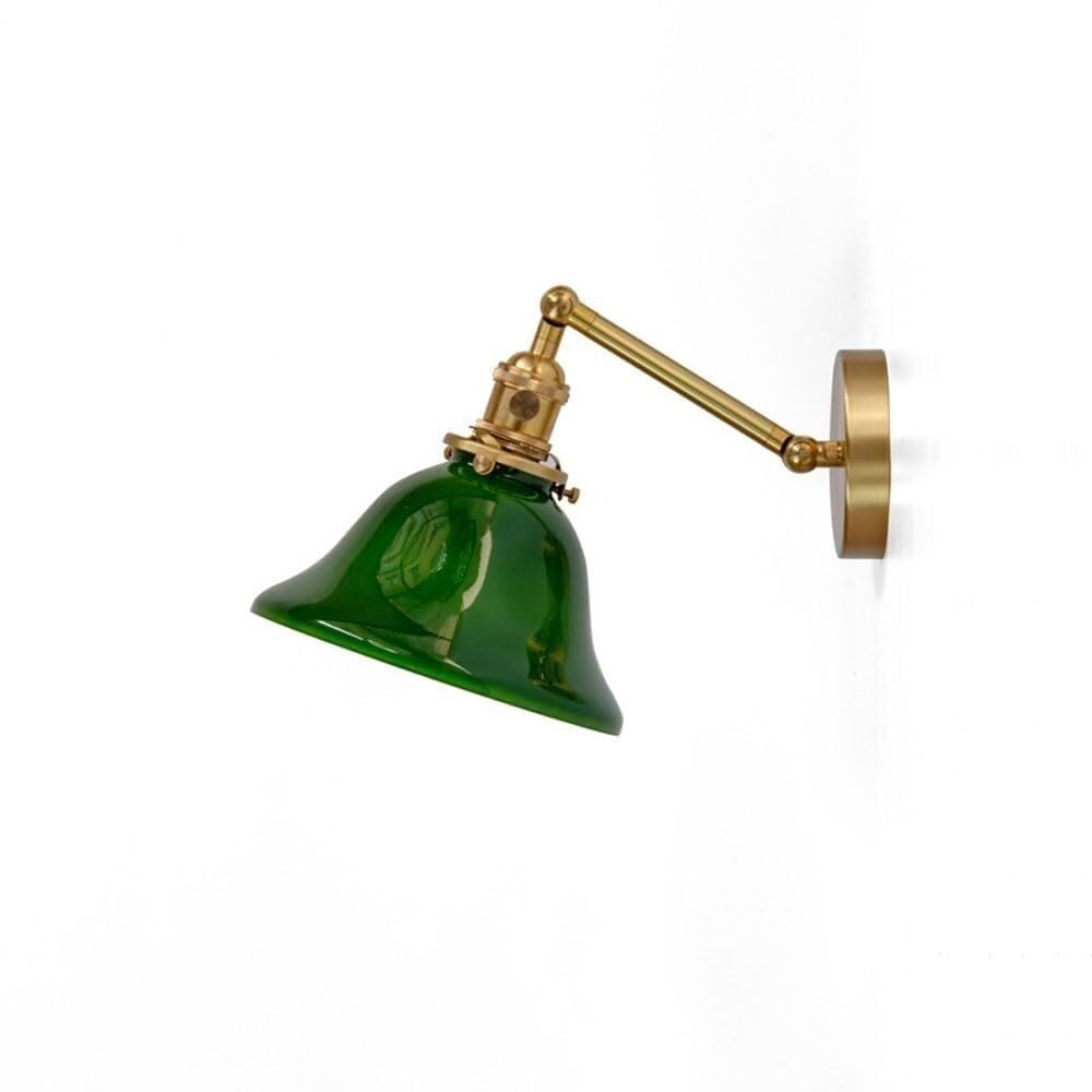 OZBMA Green Ribbed Glass Wall Sconces Modern Brass Light Angle Adjustable Lamp for Bedroom Bedside Corridor Aisle Lighting Fixtures