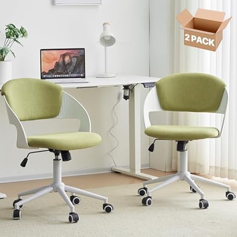 HYLONE Kids Desk Chair Set of 2, Cute Study Chair for Boys Girls Height Adjustable, Swivel Computer Task Student Chairs for Growing Teen, Office Chair for Home/School/Office, Olive Green Cover