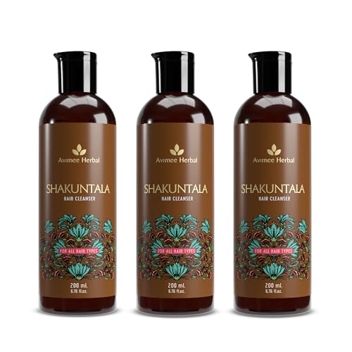 Image of Avimee Herbal Shakuntala Hair Cleanser | For Silky Hair | With Aloe, Apple Cider, Rice & Keratin Protein | SLS & Paraben Free | 200 ml (Pack of 3)