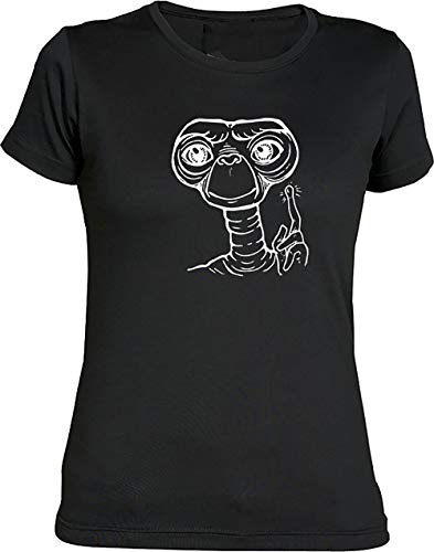 Camisetas EGB Camiseta Chica Et el Extraterrestre ochenteras 80´s Retro (Negro, L)