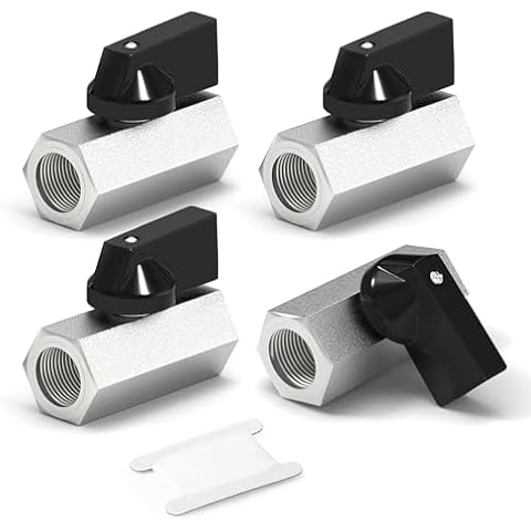 GORAGUCHI 4PCS Heavy Duty Nickel-Plated Brass Mini Ball Valve, 1/4" NPT Female x Female Shut Off Switch, for Air Compressor Thread Pipe Fitting Cover